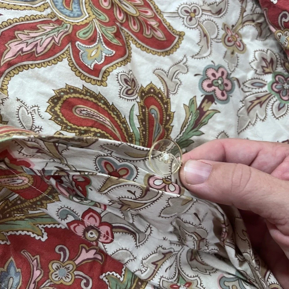 Pottery Barn Duvet Cover Set Full/Queen Red Paisley Vtg Excellent Cotton